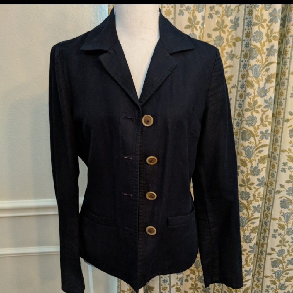 Talbots 8 Navy Blue Irish Linen blazer